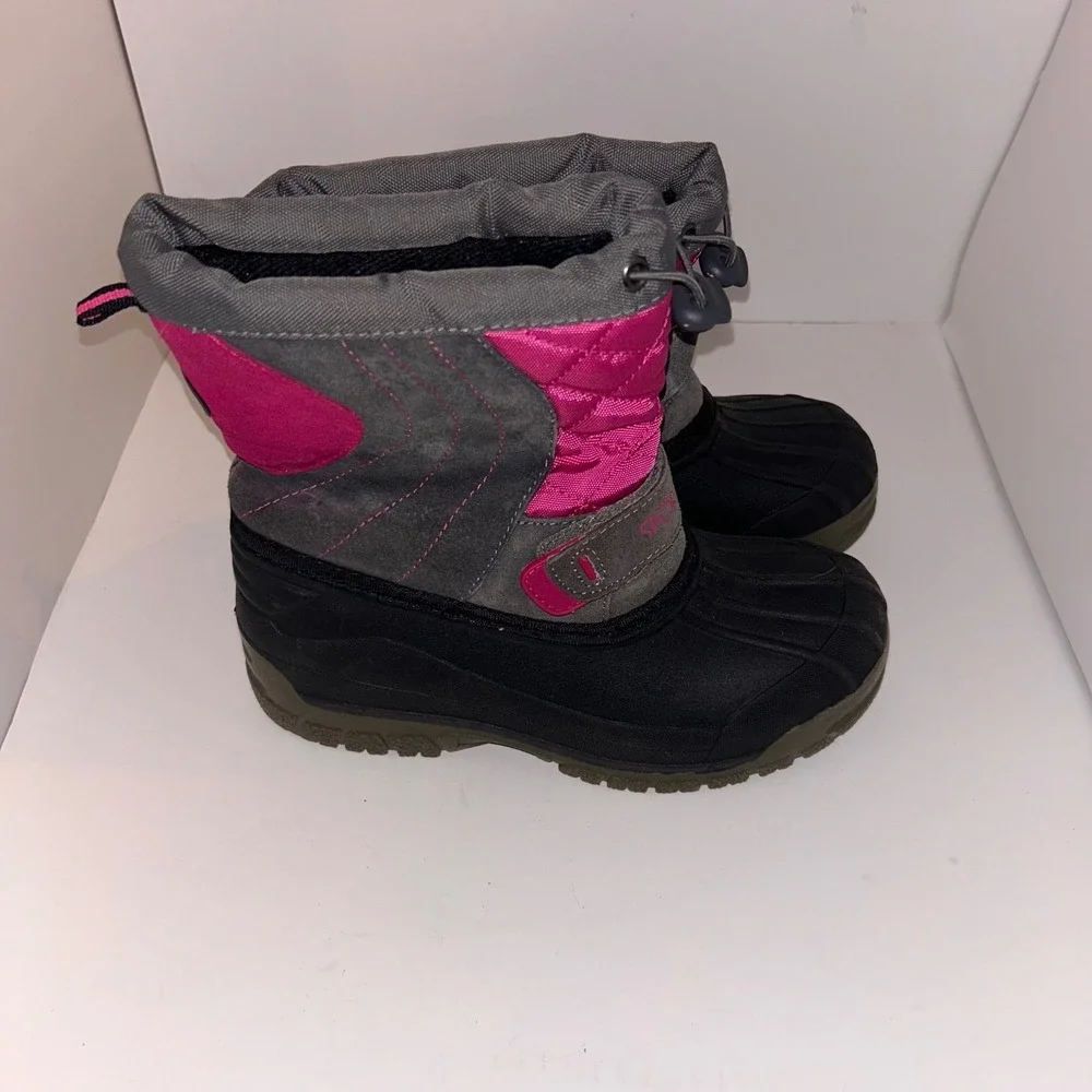 SPORTO Kids Winter Snow Boots Pink Gray Waterproof Warm‎ Size L 4-5 No Flaws